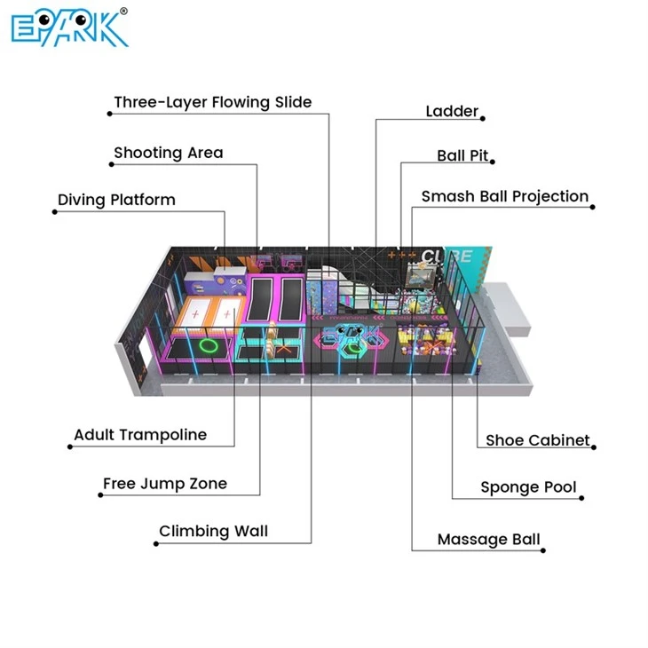 Large Trampoline Park Colorful Adventure Playland suppliers
