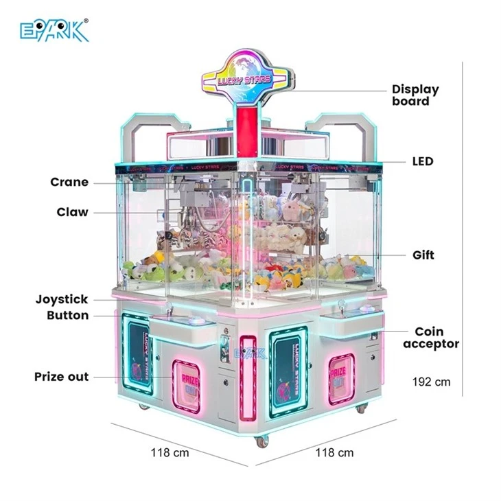 Lucky Stars 4-Player Arcade Claw Machine For Family Fun & Game Rooms high quality